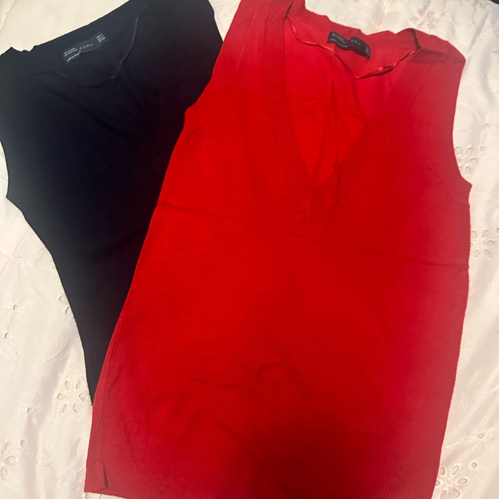 Zara Red and Black Tank Tops